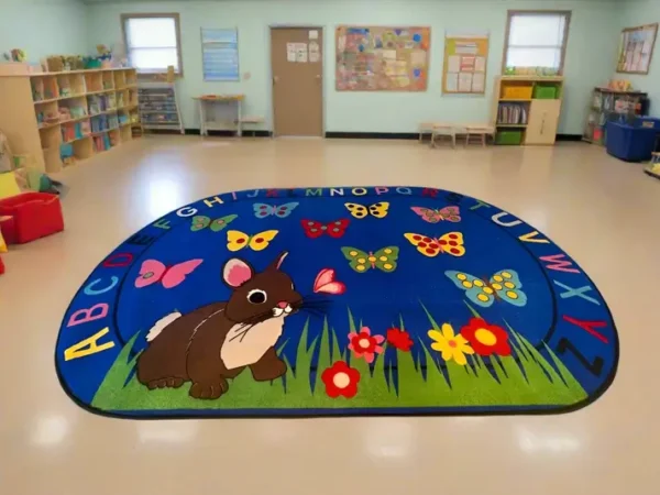 Bunny Alphabet and Butterfly Classroom Area Rug 6' x 9' - Image 3