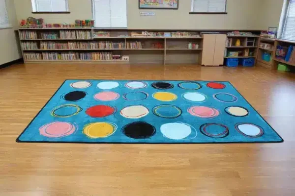 Boho Circle Seating Teal Classroom Area Rug 6' x 9' - Image 2