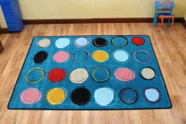 Boho Circle Seating Teal Classroom Area Rug 6' x 9' - Image 3