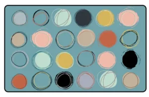 Boho Circle Seating Teal Classroom Area Rug 6' x 9'