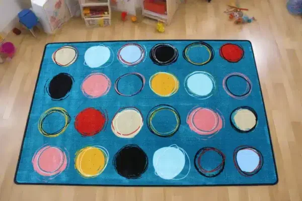 Boho Circle Seating Teal Classroom Area Rug 6' x 9' - Image 4