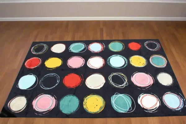Boho Circle Seating Black Classroom Area Rug 7'6" x 12' - Image 2