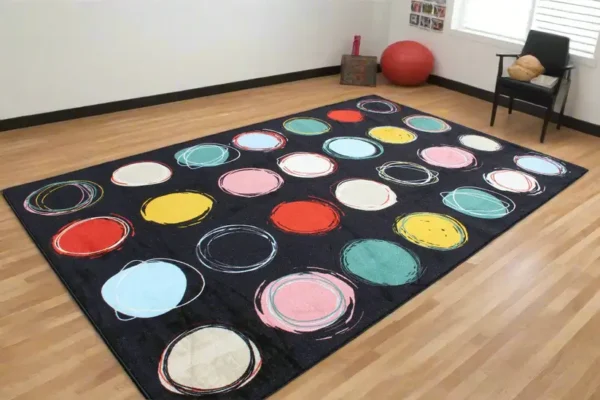 Boho Circle Seating Black Classroom Area Rug 7'6" x 12' - Image 4