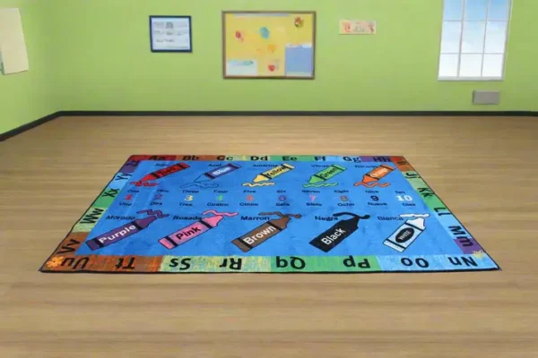 Crayons Bi-Lingual Educational Area Rug with Poster 7'6" x 10' - Image 2