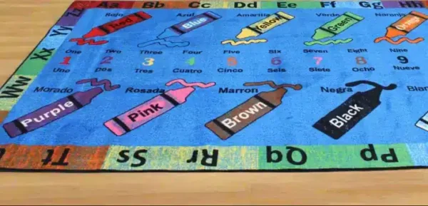 Crayons Bi-Lingual Educational Area Rug with Poster 7'6" x 10' - Image 3