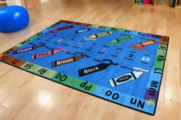 Crayons Bi-Lingual Educational Area Rug with Poster 7'6" x 10' - Image 4