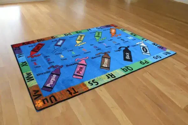 Crayons Bi-Lingual Educational Area Rug with Poster 7'6" x 10' - Image 5