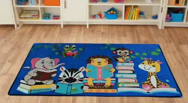 Story Time Reading Jungle Animals Classroom Area Rug 4' x 6' - Image 2