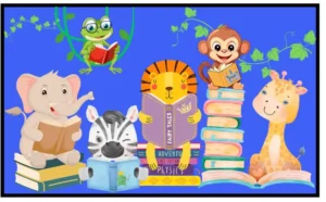 Story Time Reading Jungle Animals Classroom Area Rug 4' x 6'