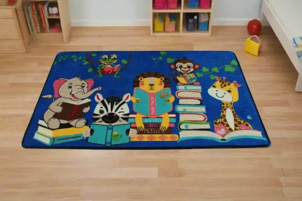 Story Time Reading Jungle Animals Classroom Area Rug 4' x 6' - Image 4