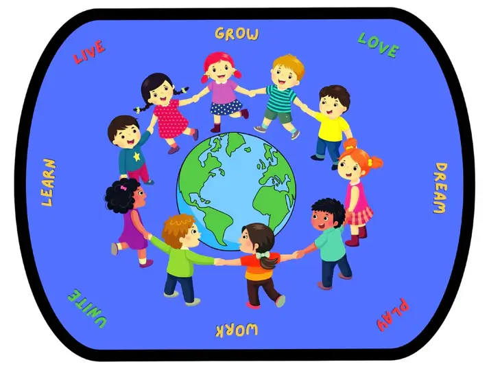 Better Together Multi Cultural Diversity Classroom Area Rug 6' x 9'