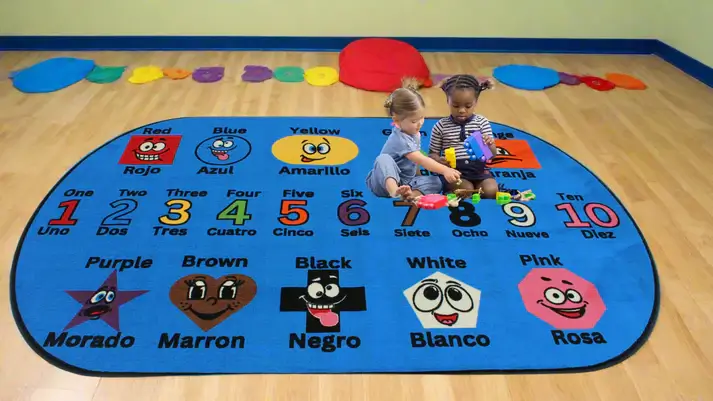 Silly Shapes Bi-Lingual Interactive Educational Rugs 6' x 9' - Image 2