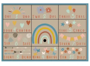 Bi-Lingual Numbers Classroom Rug