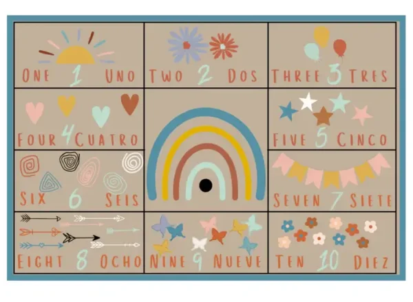 Bi-Lingual Numbers Classroom Rug