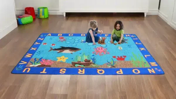 All the Fish in the Sea Underwater Ocean Theme Educational Classroom Area Rug 6' x 9' - Image 4