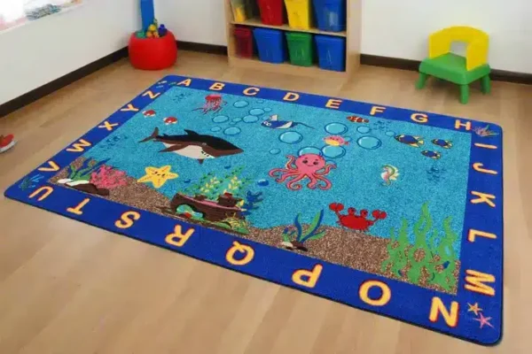 All the Fish in the Sea Underwater Ocean Theme Educational Classroom Area Rug 6' x 9' - Image 3